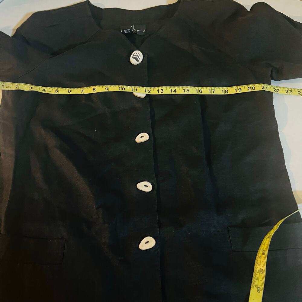 Carole Little Black Linen Button Down Dress Size 10 - Picture 5 of 8